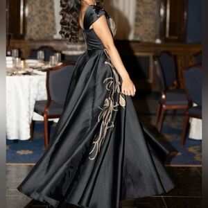 Black and gold a-line Evening Gown